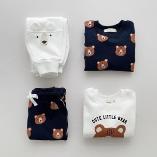 Set 2 bộ nỉ trắng in gấu và than in gấu tràn chất nỉ dư mềm cho bé trai bé gái