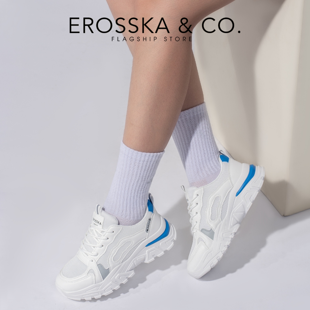 Erosska - Giày thể thao nữ đế độn thời trang kiểu dáng đơn giản màu trắng - GS025