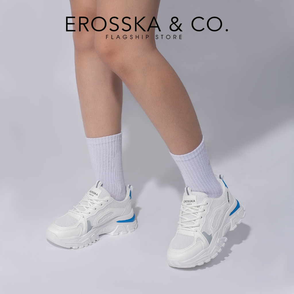 Erosska - Giày thể thao nữ đế độn thời trang kiểu dáng đơn giản màu trắng - GS025