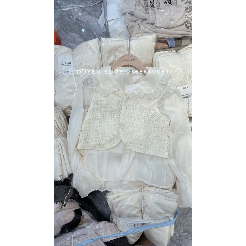 Set áo bèo + gile ren xinh