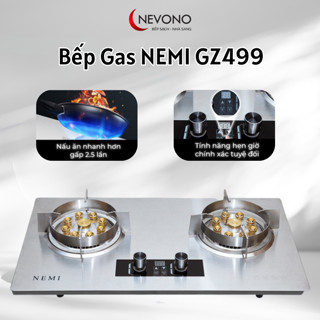 Bếp Ga Đôi NEMI GZ499 Tích Hợp Chế Độ Hẹn Giờ Cảm Biến An Toàn - Bếp Ga Cao Cấp Lắp Âm Và Dương Với 9 Đầu Đốt Lửa To
