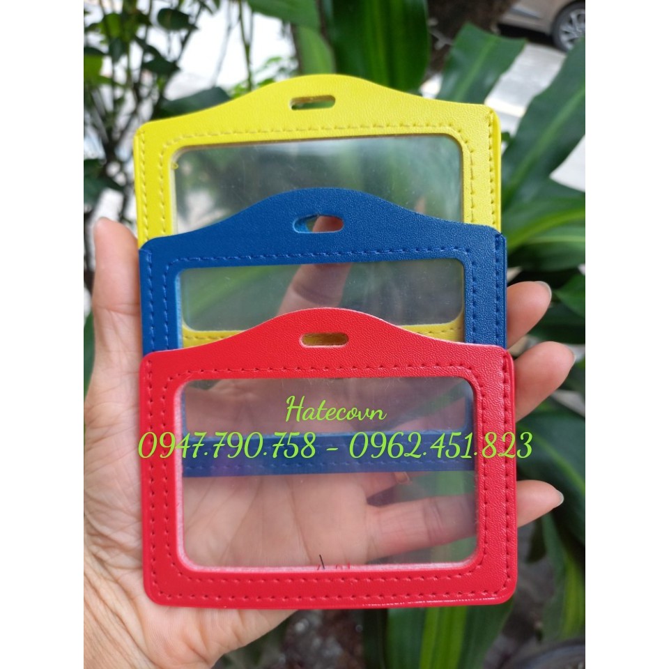 MẶT THẺ DA XANH 1 MẶT NGANG - BAO ĐEO THẺ DA - 1 MẶT NGANG, DỌC, bao da đựng thẻ, đeo thẻ tên da