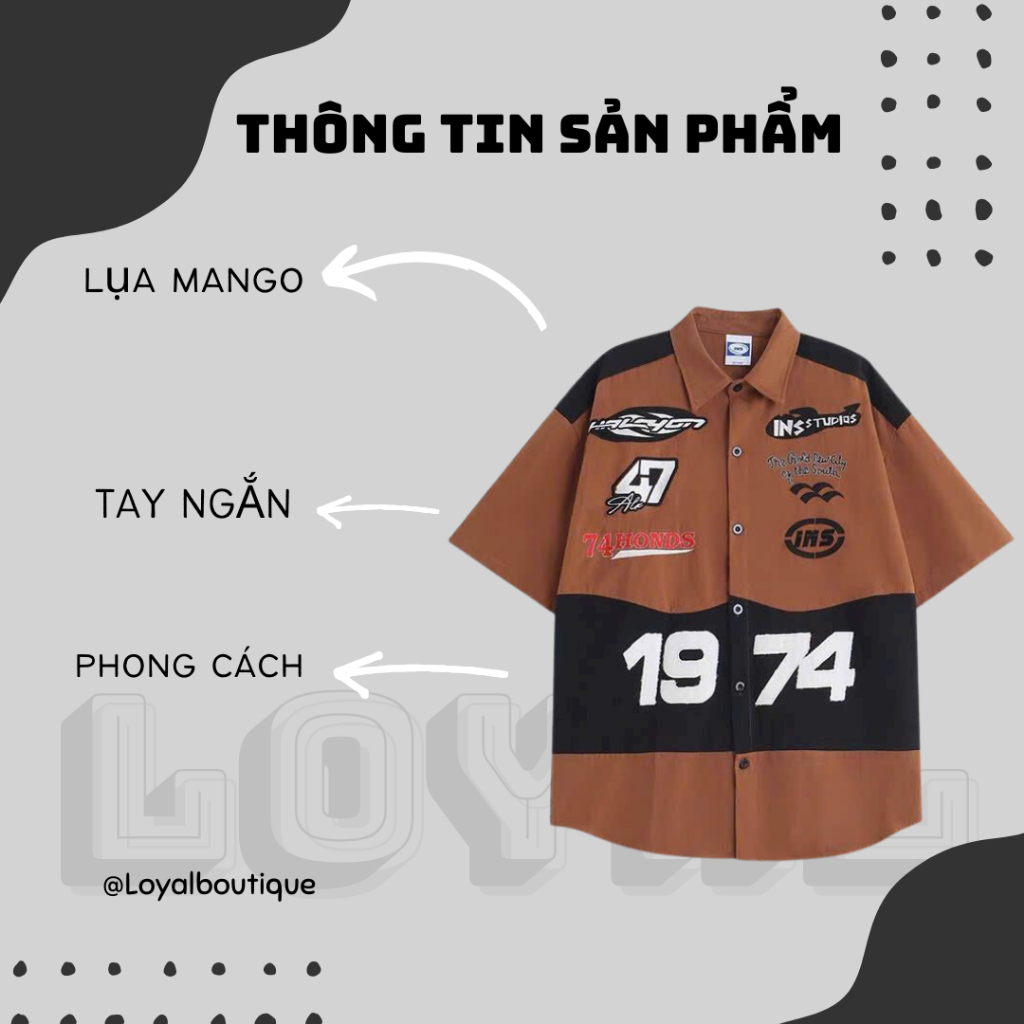 Áo Sơ Mi Ngắn Tay Lụa Mango 1974 Phong Cách Ulzzang Unisex Cá Tính Streetstyle Cực Cool