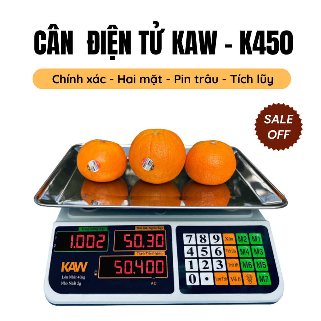 Cân tính tiền điện tử KAW-K450 40kg 2 mặt hiển thị chính xác, bảo hành 12 tháng - Hàng chính hãng