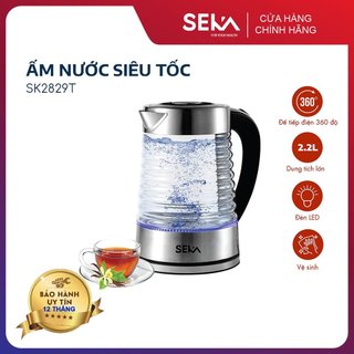 Ấm siêu tốc thủy tinh SEKA, ấm siêu tốc dung tích 2.2L đun siêu tốc tự ngắt khi sôi, bảo hành chính hãng TIMO