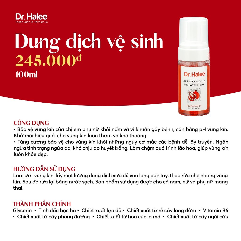 Dung Dịch Vệ Sinh Collagen Lựu Dr.Halee - 100ml