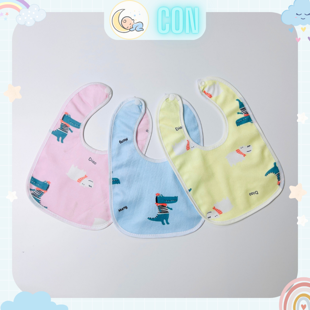 Yếm vải nhung 2 lớp chống thấm, yếm dãi, yếm ăn dặm bầu dục cho bé gái bé trai