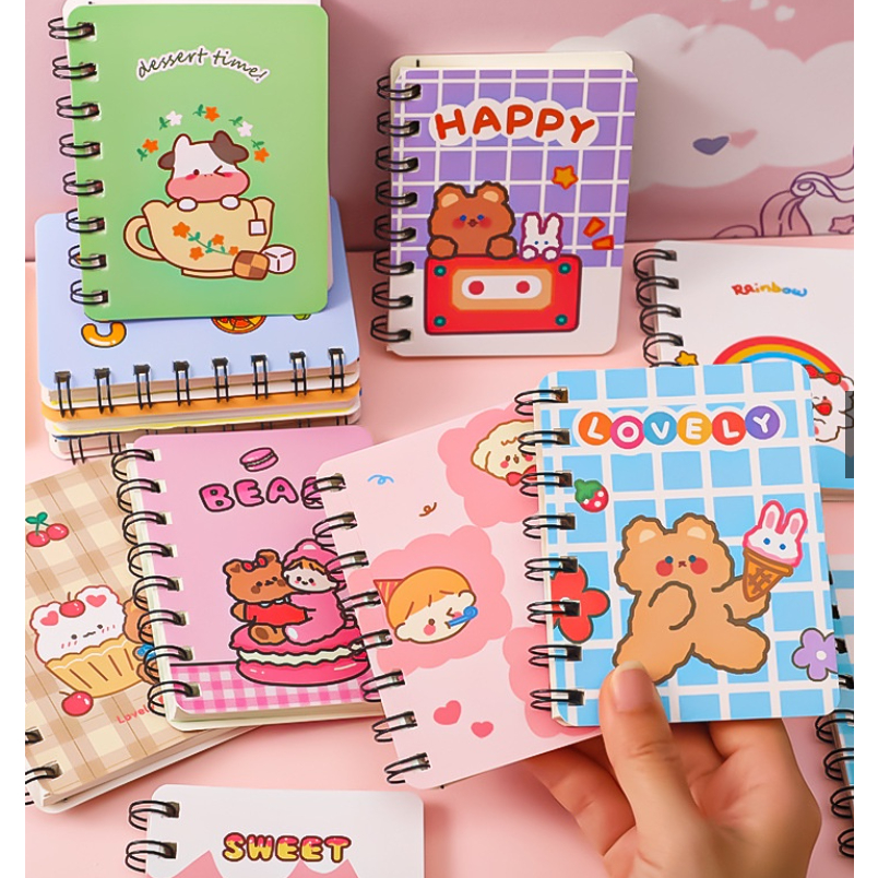 Sổ tay lò xo mini hoạt hình, quà tặng giáng sinh noel cute 80 trang bỏ túi không dòng kẻ