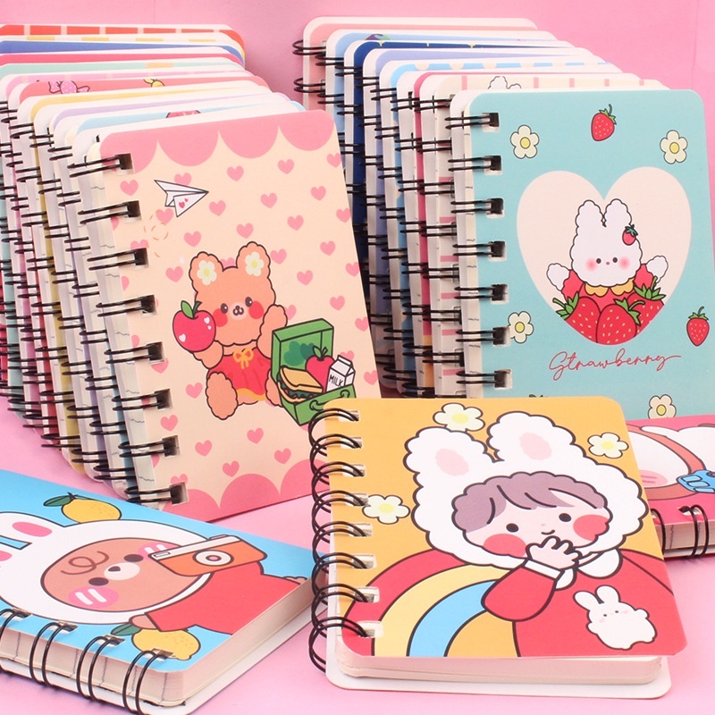 Sổ tay lò xo mini hoạt hình, quà tặng giáng sinh noel cute 80 trang bỏ túi không dòng kẻ