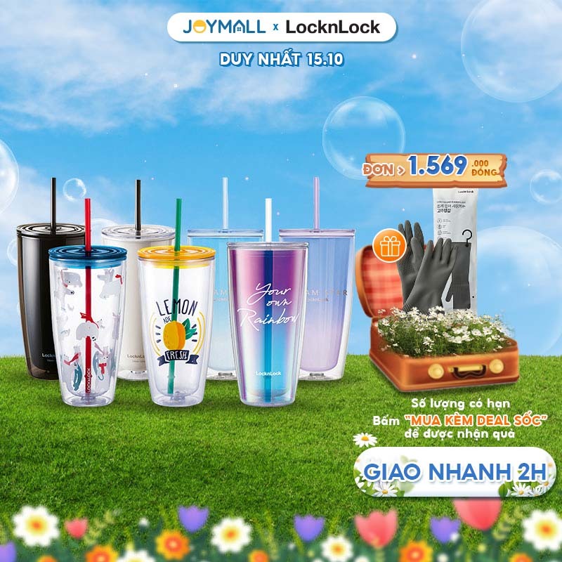 [Mã LIFEMC11BPA đơn 99K] Ly nhựa 2 Lớp LocknLock 750ml HAP507 - Hàng chính hãng kèm ống hút và cọ rửa - JoyMall