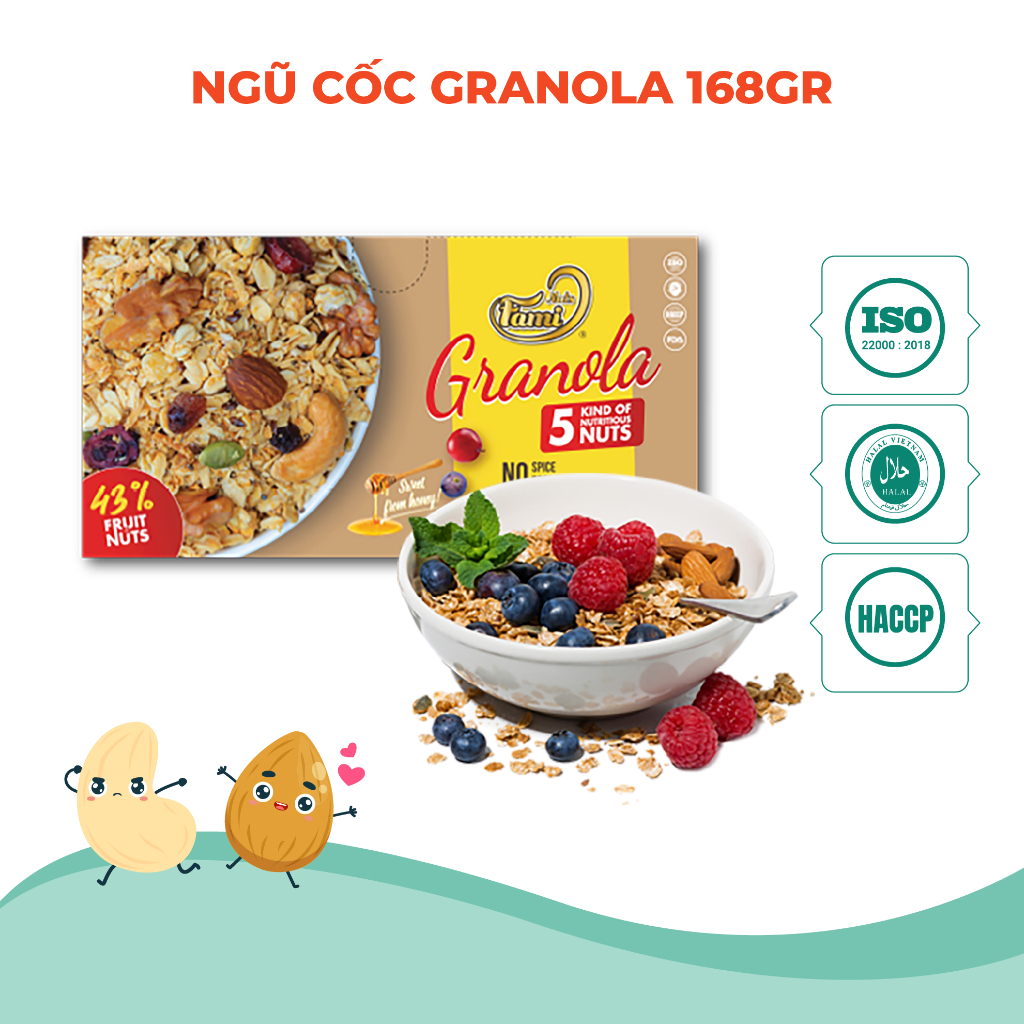 Hạt dinh dưỡng ngũ cốc ăn sáng Granola Faminuts 168 gr