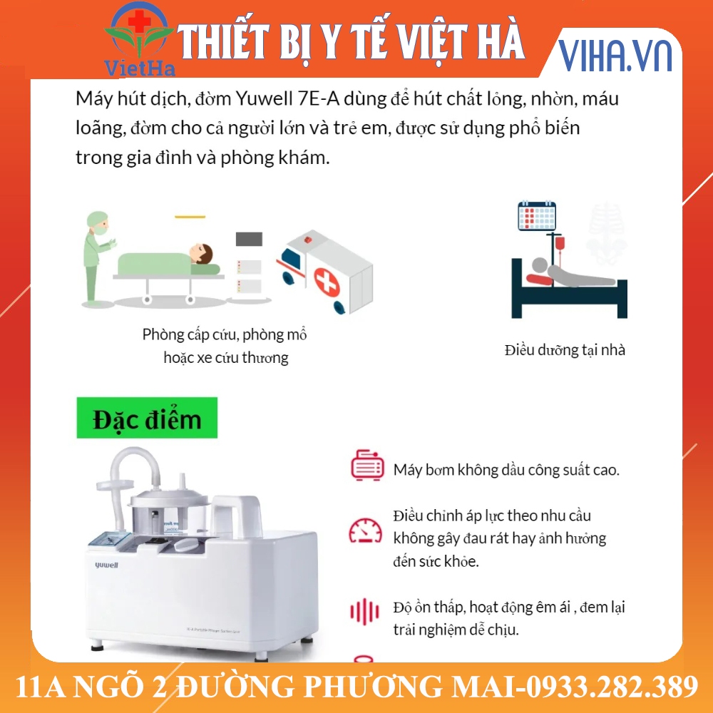 Máy Hút Mũi Họng 1 Bình Yuwell 7E-A/B