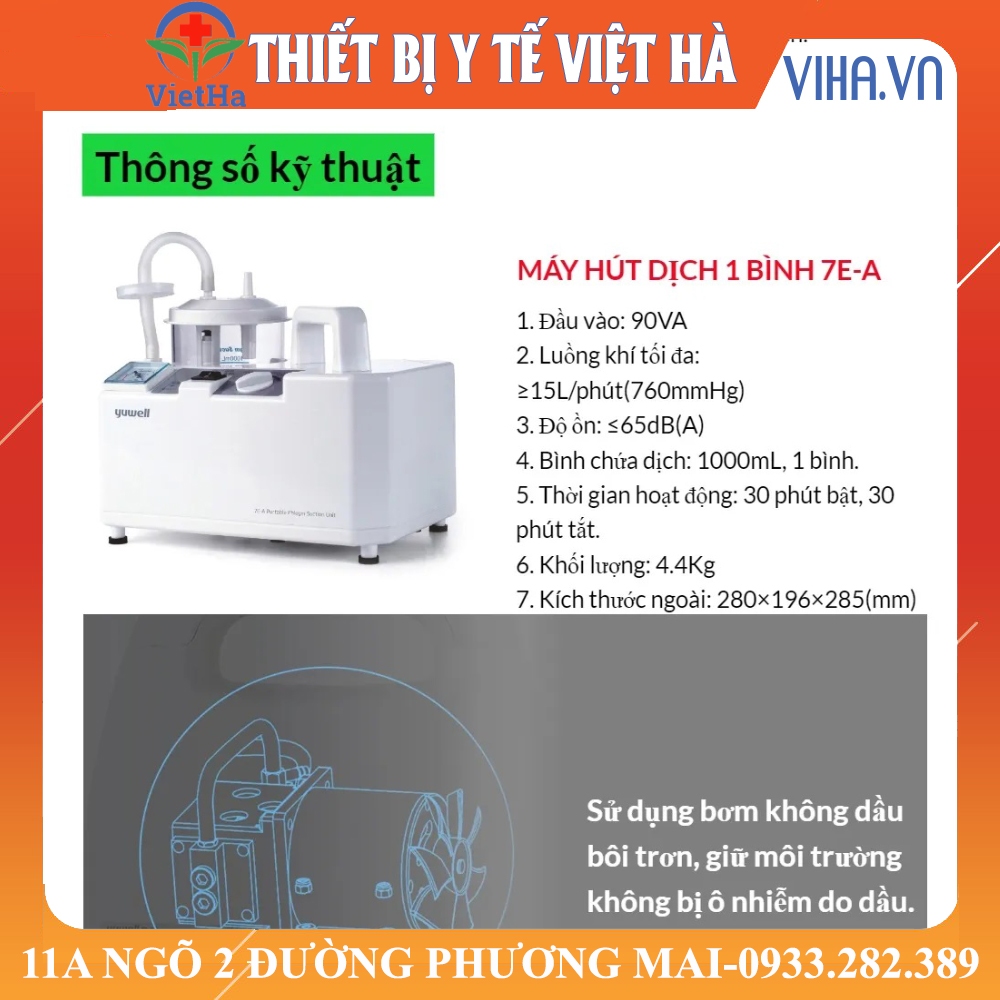 Máy Hút Mũi Họng 1 Bình Yuwell 7E-A/B