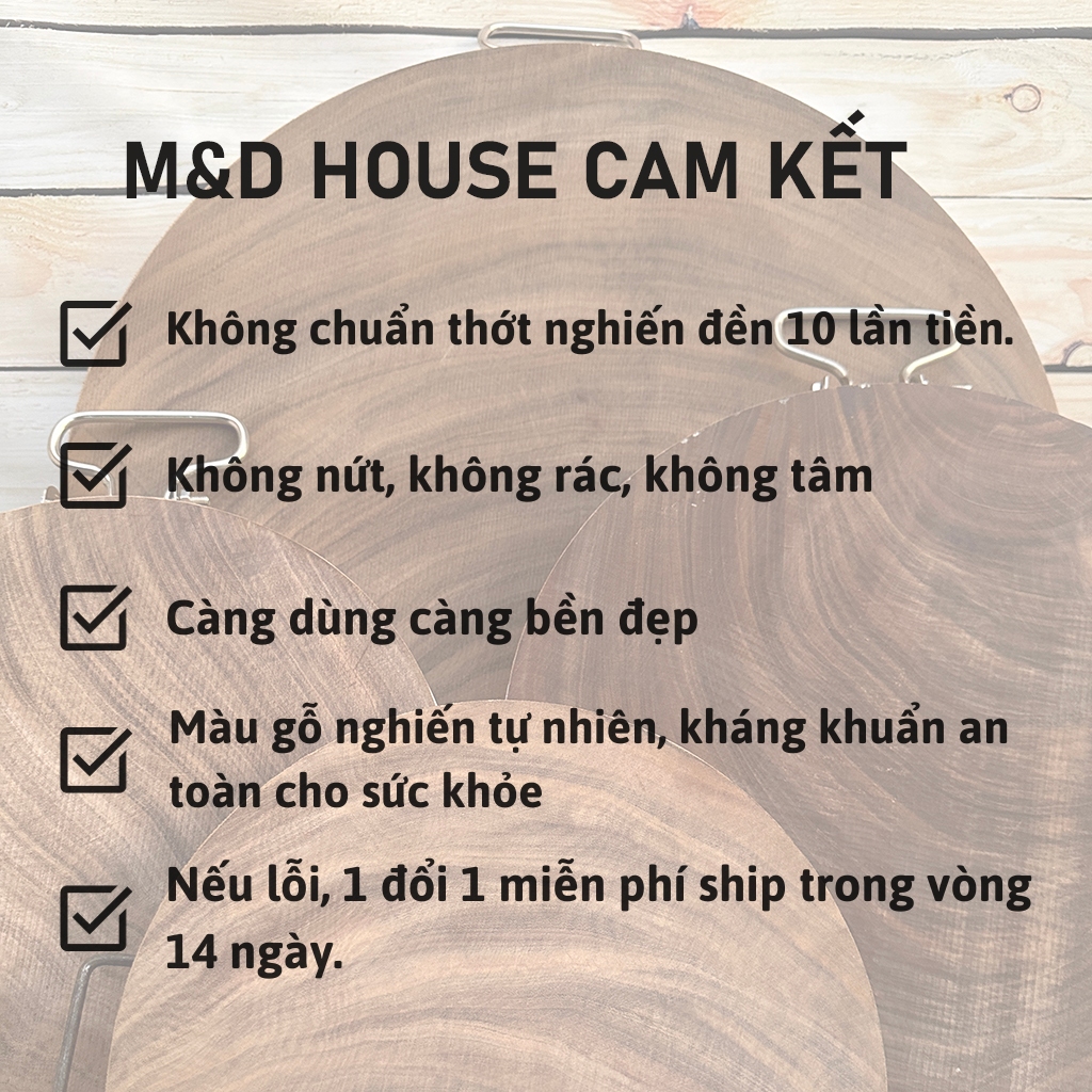 Thớt gỗ nghiến 24cm thớt gỗ tròn dùng cho nhà bếp độ bền cao màu gỗ tự nhiên, kháng khuẩn, không mùn, không nứt