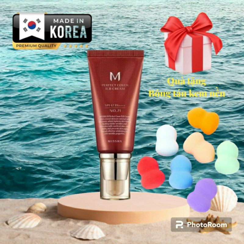 (Tặng bông tán kem nền)Kem BB Cream Missha Perfect Cover Che phủ hoàn hảo, chống nắng SPF42/PA+++ Hàn Quốc