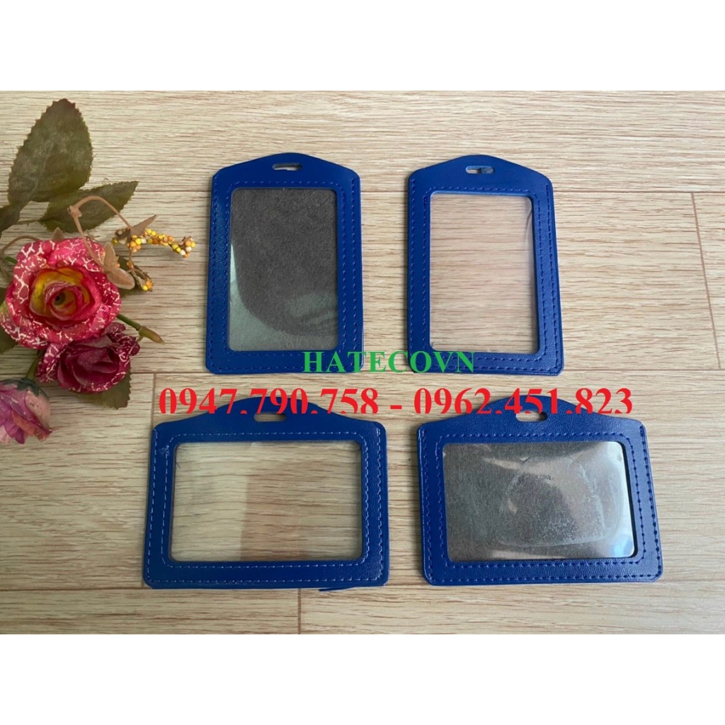 MẶT THẺ DA XANH 1 MẶT NGANG - BAO ĐEO THẺ DA - 1 MẶT NGANG, DỌC, bao da đựng thẻ, đeo thẻ tên da