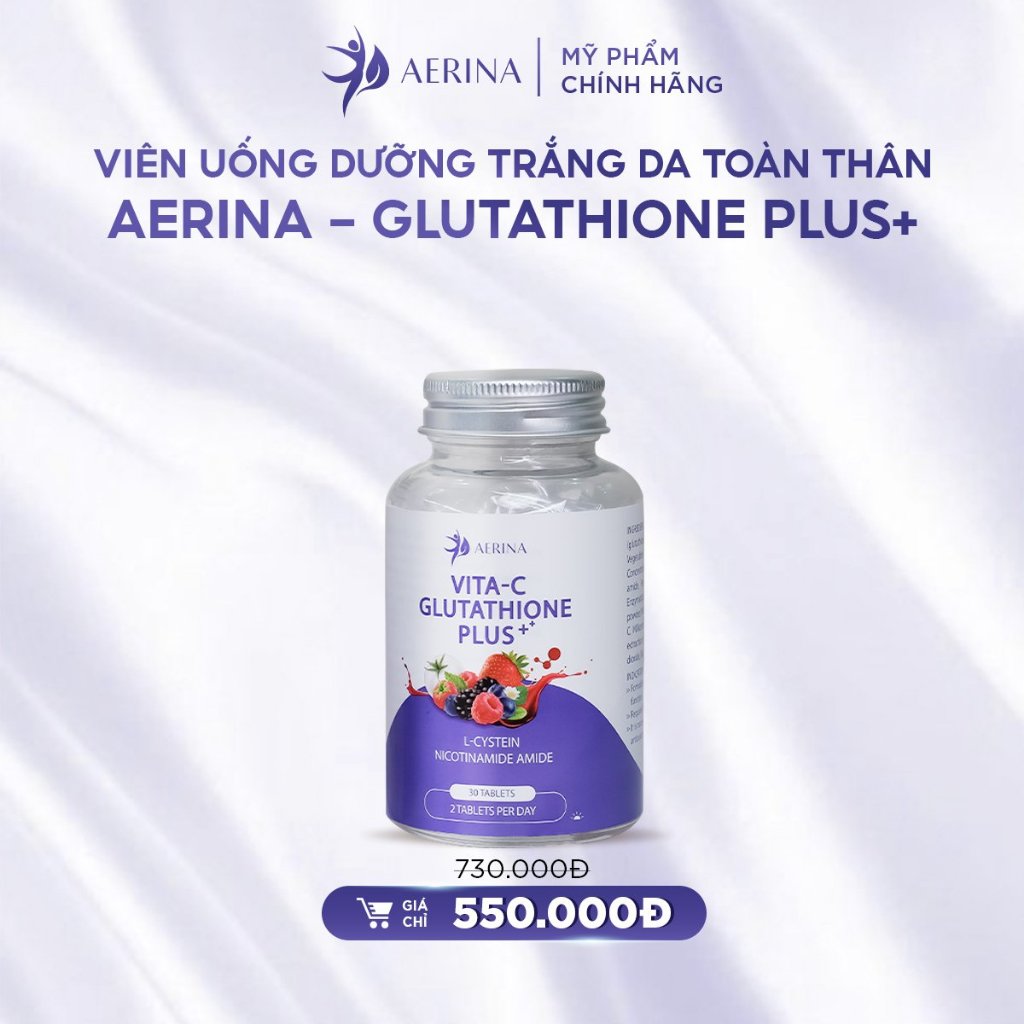 Viên Uống Trắng Da Mờ Nám Aerina Glutathione Plus+
