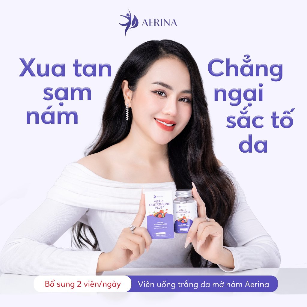 Viên Uống Trắng Da Mờ Nám Aerina Glutathione Plus+