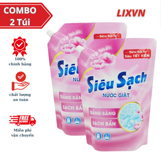Combo 2 Túi Nước giặt Lix Siêu sạch hương hoa anh đào 2.4kg/1túi-  thích hợp giặt máy, giặt tay 2C-N2503 - LIXVN