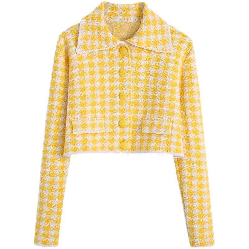 ÁO LEN ÉP MÀU VÀNG DÁNG CROPTOP