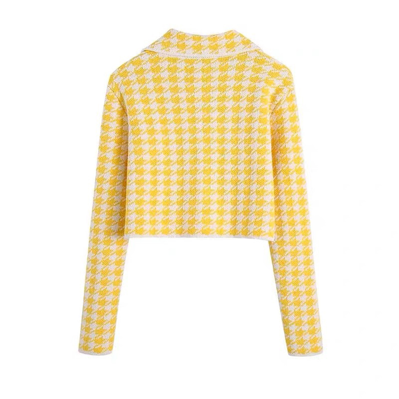 ÁO LEN ÉP MÀU VÀNG DÁNG CROPTOP