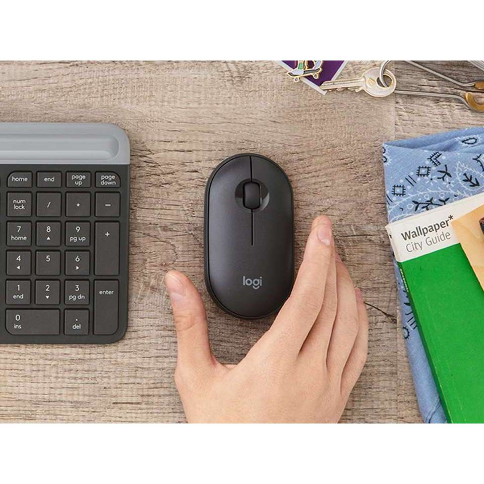 Chuột không dây Logitech Pebble M350, Bluetooth/ USB, nhỏ gọn, giảm ồn, thương hiệu từ Thụy Sĩ - Hàng Chính Hãng