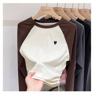 áo thu tim rút eo hông croptop ôm body basic