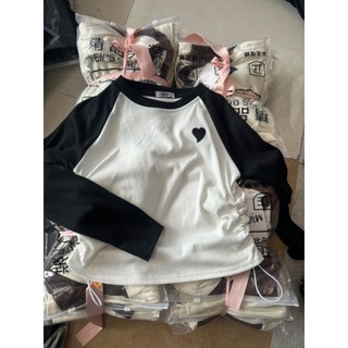 áo thu tim rút eo hông croptop ôm body basic