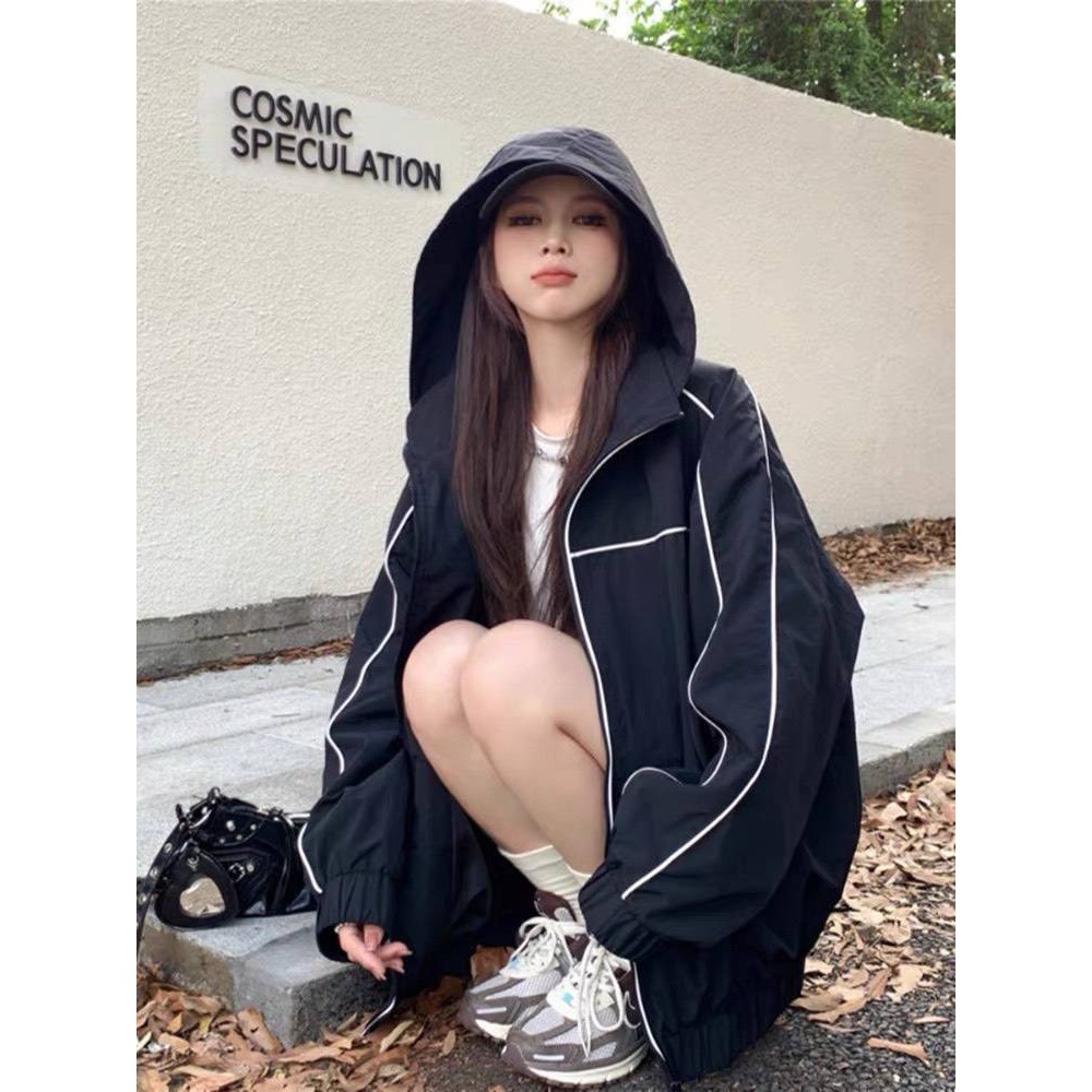 ÁO KHOÁC DÙ NAM NỮ ĐEN PHỐI SỌC TRẮNG CÓ NÓN CÁ TÍNH DỄ THƯƠNG TPP FASHION, CÓ HÌNH THẬT Ở CUỐI