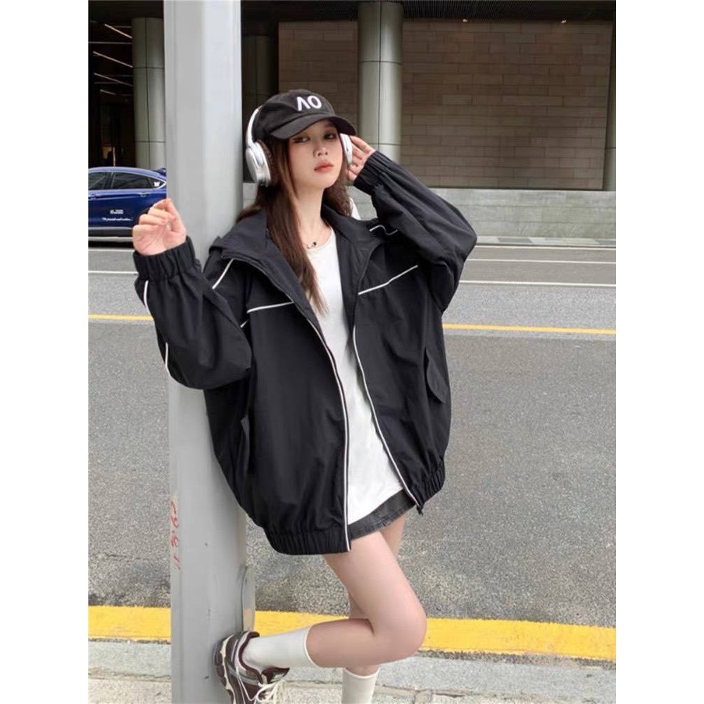 ÁO KHOÁC DÙ NAM NỮ ĐEN PHỐI SỌC TRẮNG CÓ NÓN CÁ TÍNH DỄ THƯƠNG TPP FASHION, CÓ HÌNH THẬT Ở CUỐI