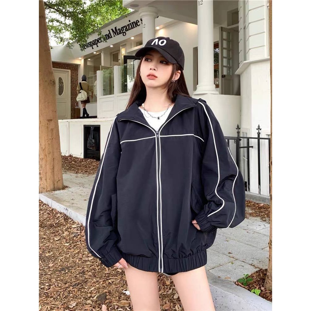 ÁO KHOÁC DÙ NAM NỮ ĐEN PHỐI SỌC TRẮNG CÓ NÓN CÁ TÍNH DỄ THƯƠNG TPP FASHION, CÓ HÌNH THẬT Ở CUỐI