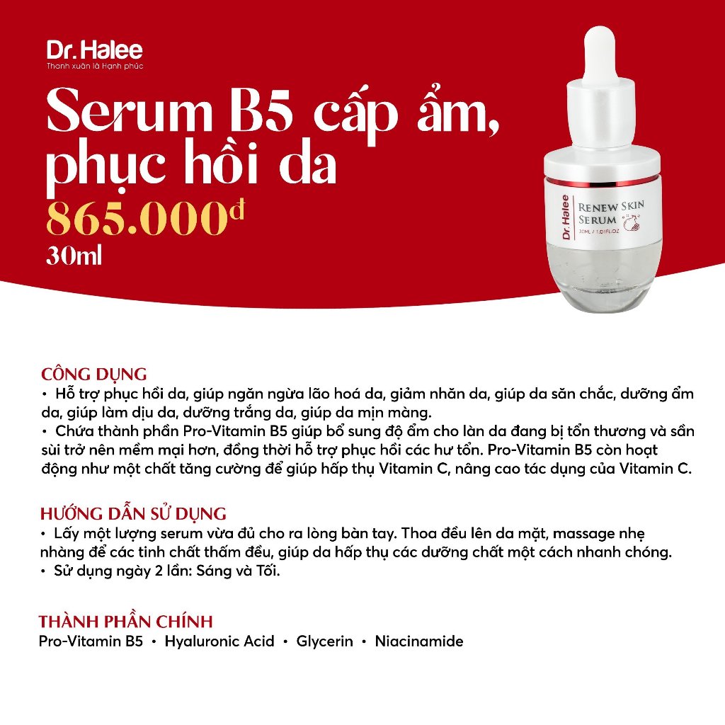 Serum B5 Dr.Halee Cấp ẩm, Phục Hồi Chống Lão Hoá Da - 30ml