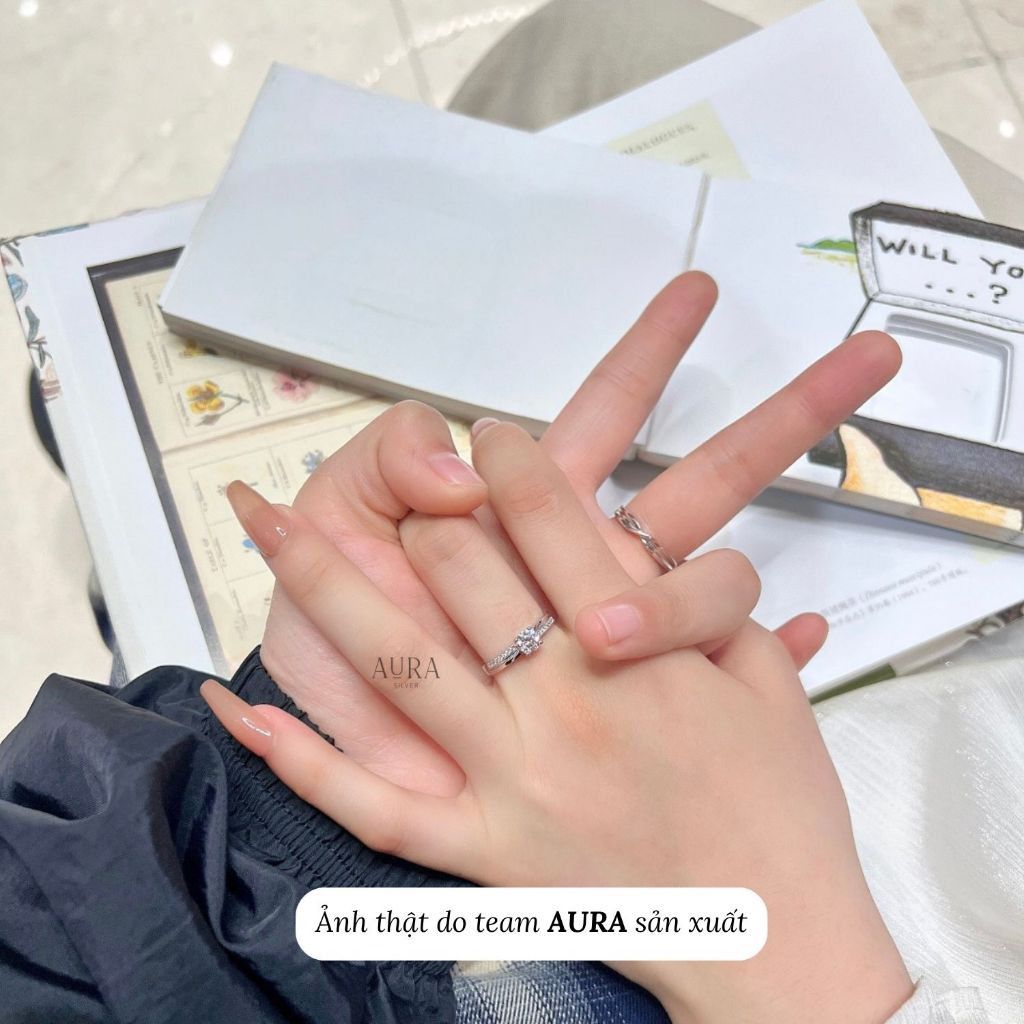 Nhẫn cặp nam nữ Freesize, nhẫn đôi Sweetie Aura-ND2