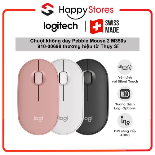 Chuột không dây Logitech Pebble Mouse 2 M350S thương hiệu từ Thụy Sĩ - Hàng chính hãng