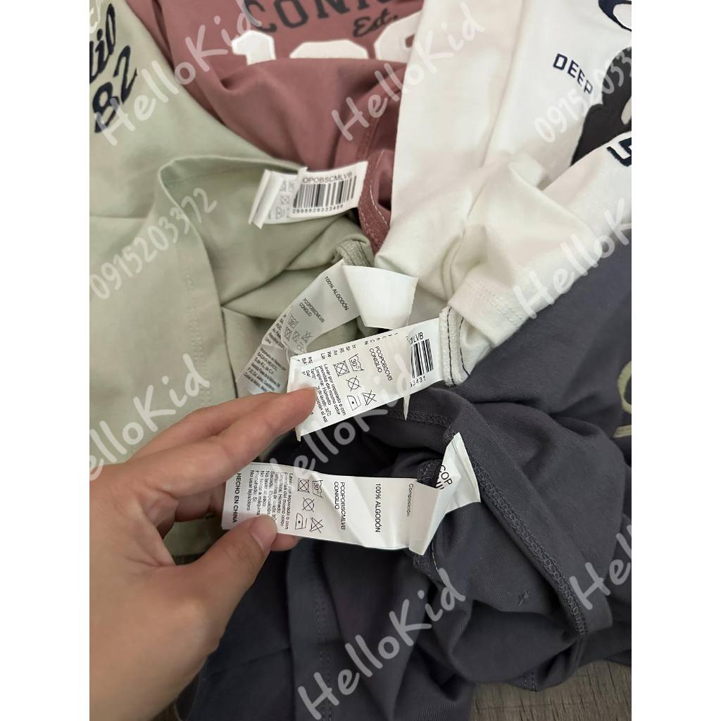 Áo thun coniglio thêu chữ dài tay cho bé