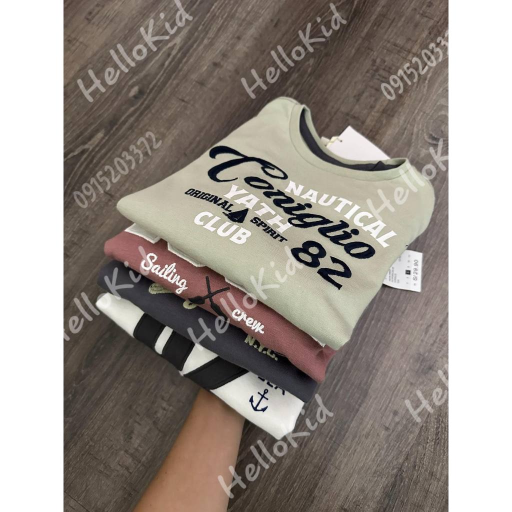 Áo thun coniglio thêu chữ dài tay cho bé