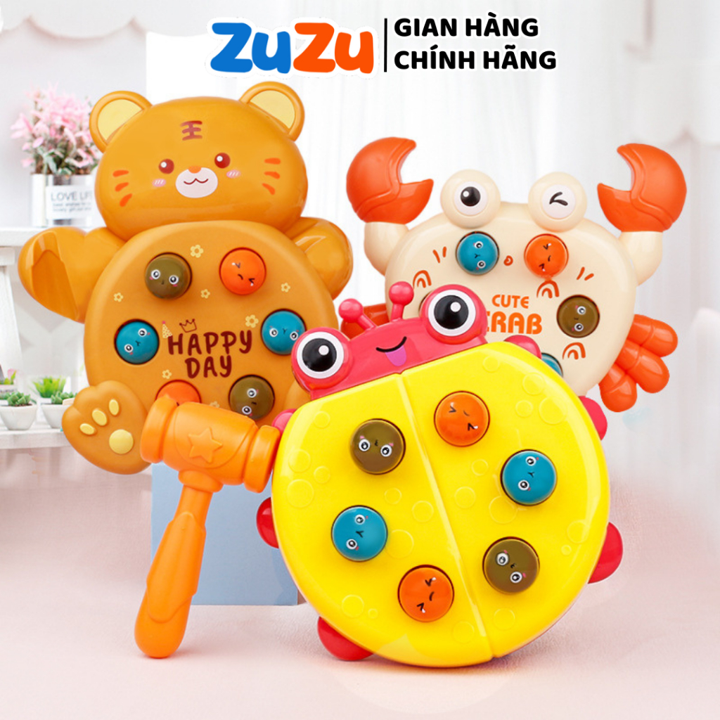 Đồ chơi đập chuột ZuZu cho bé, đập chuột nhiều mẫu cua khủng long bọ cánh cứng gấu cho bé