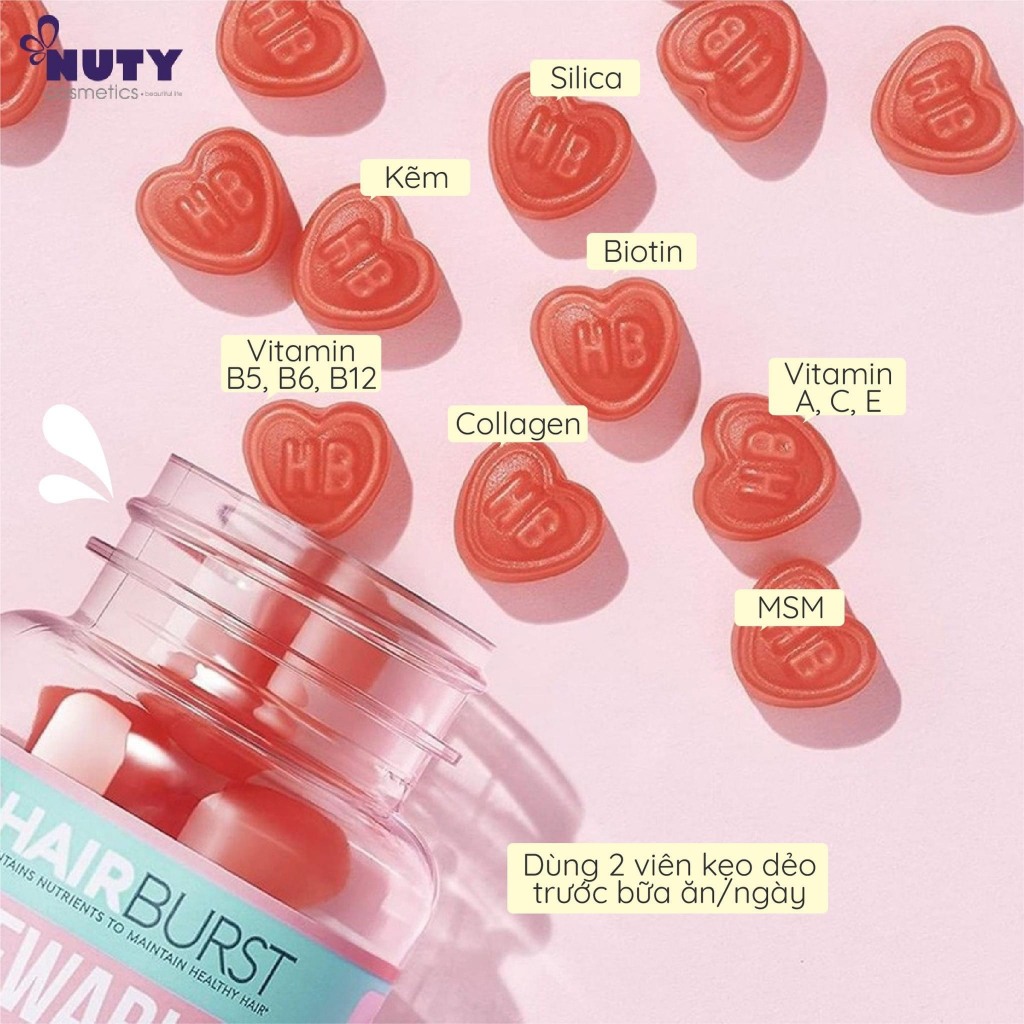 Kẹo Dẻo Kích Thích Mọc Tóc Hair Burst Chewable Hair Vitamins