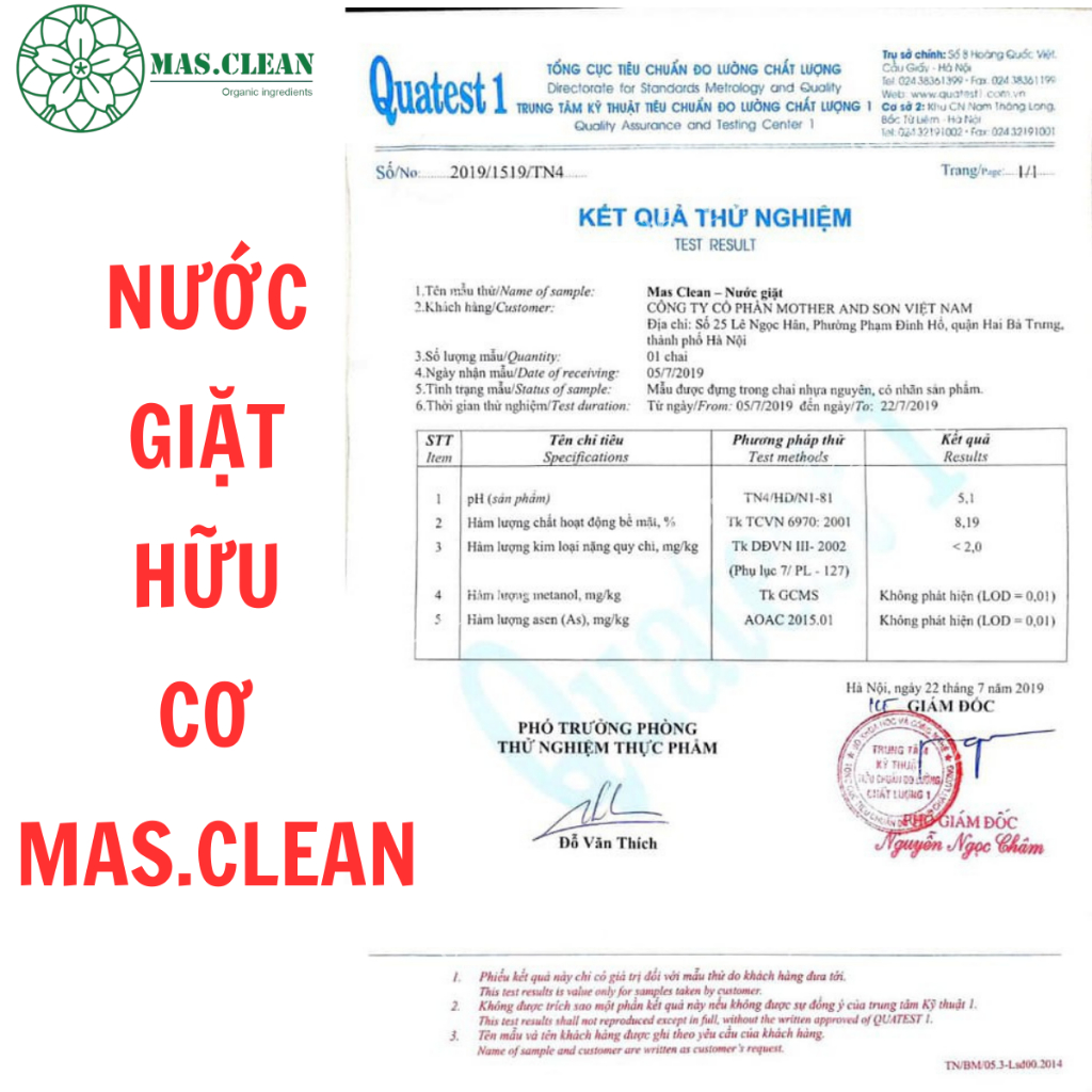 Nước giặt hữu cơ Hương nước hoa No.1 MasClean - Sạch sâu, lưu hương lâu, an toàn cho da nhạy cảm - can 5L tiết kiệm