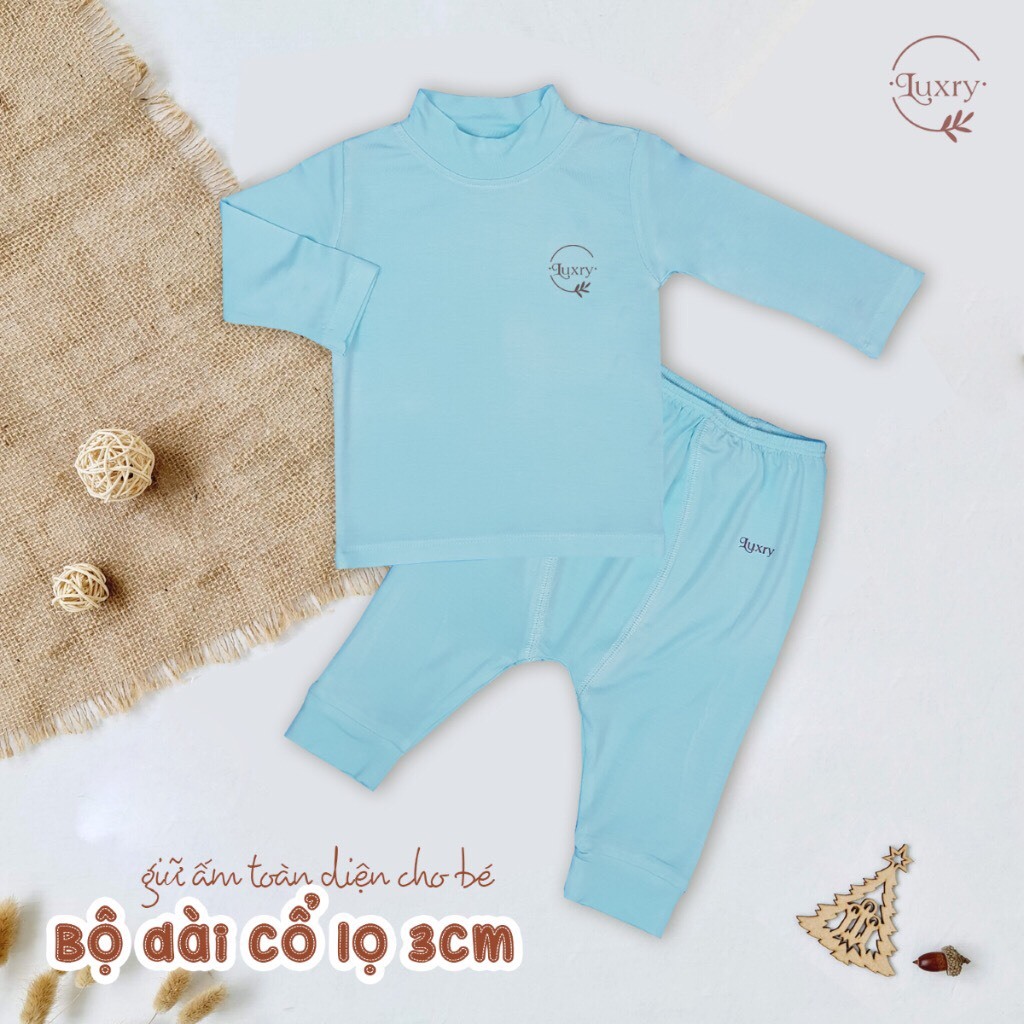 Bộ quần áo dài tay cổ lọ Luxry 3cm giữ ấm cho bé với nhiều màu đáng yêu