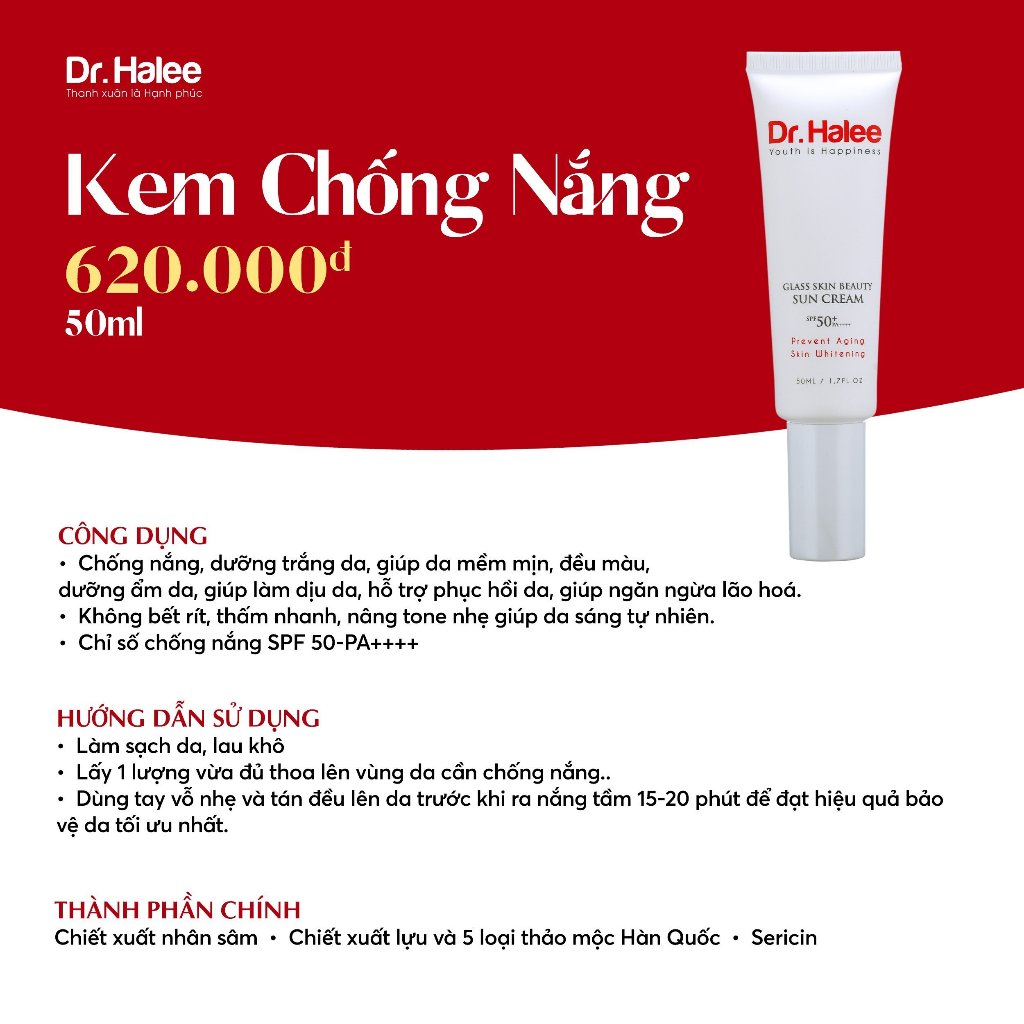 Kem Chống Nắng Nâng Tone Dr.Halee 50ml - SPF50+ / PA++++