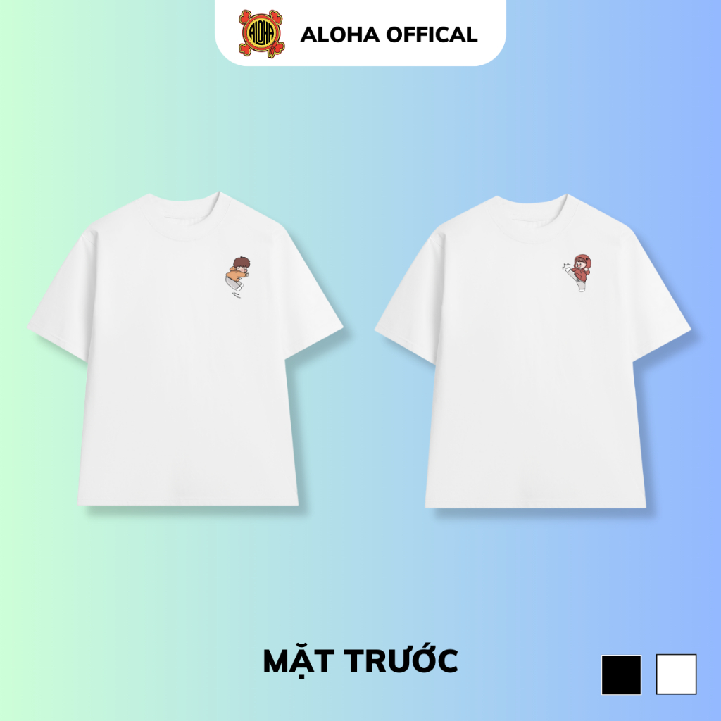 Áo thun cặp đôi nam nữ Aloha CP001 Kick áo phông cotton thoáng mát