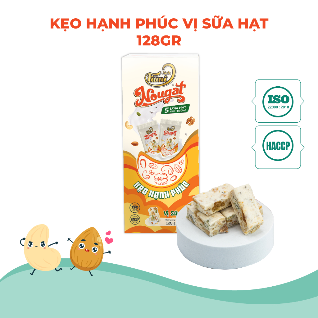 Kẹo Nougat Kẹo ít ngọt FAMINUTS - 5 Loại Hạt Vị Hạt Sữa Thơm Ngon
