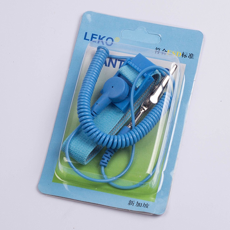 Vòng đeo tay chống tĩnh điện LEKO  màu xanh dương dùng trong phòng sạch chất liệu nhựa PVC và thép