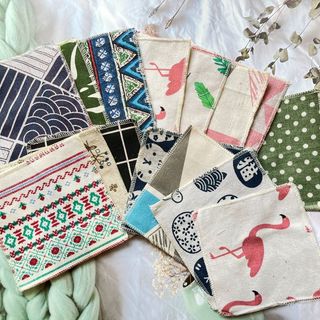 Set 3 Lót ly hình vuông vải canvas nhiều họa tiết chống thấm tốt