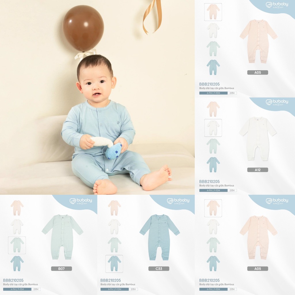 Body cài giữa sợi tre cao cấp sơ sinh Bu