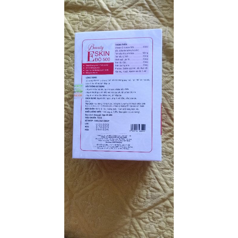 Viên bổ sung Vitamin E BEAUTY ESKIN ĐỎ 500 NL E nhập khẩu từ Đức - Căng bóng,trẻ hoá,mịn da