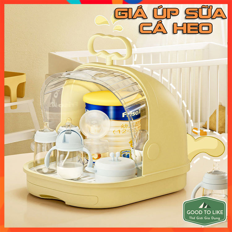 Giá Úp Bình Sữa Cá Heo YEYA - Hộp Đựng Bình Sữa Cỡ Lớn Có Quai Xách Và Nắp Đậy Chống Bụi Bẩn Ngăn Chặn Vi Khuẩn 99%