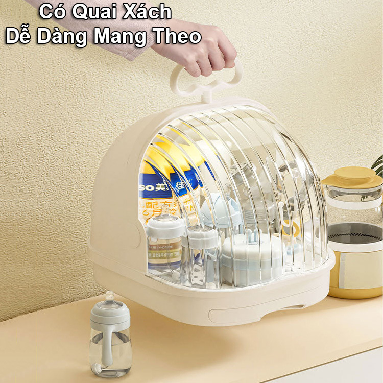 Giá Úp Bình Sữa Cá Heo YEYA - Hộp Đựng Bình Sữa Cỡ Lớn Có Quai Xách Và Nắp Đậy Chống Bụi Bẩn Ngăn Chặn Vi Khuẩn 99%