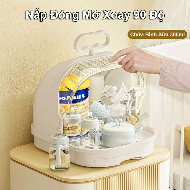 Giá Úp Bình Sữa Cá Heo YEYA - Hộp Đựng Bình Sữa Cỡ Lớn Có Quai Xách Và Nắp Đậy Chống Bụi Bẩn Ngăn Chặn Vi Khuẩn 99%